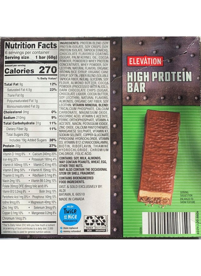 Millville Elevation Mint Chocolate And Chocolate Peanut Butter High Protein Bars 14.4Oz 408G (Pack Of Two)