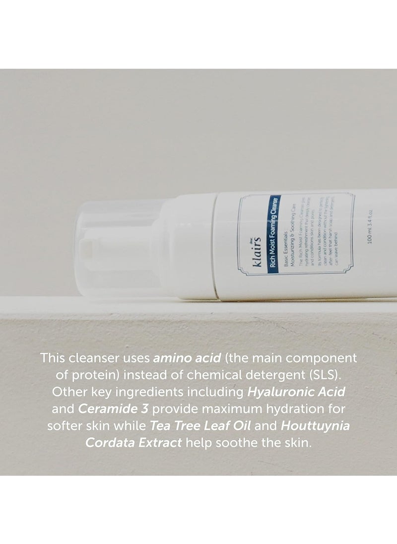 DearKlairs K-Beauty Skincare Rich Moist Foaming Cleanser, 3.4 fl oz (100 ml)
