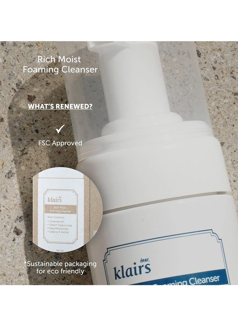 DearKlairs K-Beauty Skincare Rich Moist Foaming Cleanser, 3.4 fl oz (100 ml)