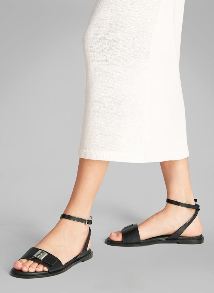 LEATHER SANDALS WITH LOGO HARDWARE