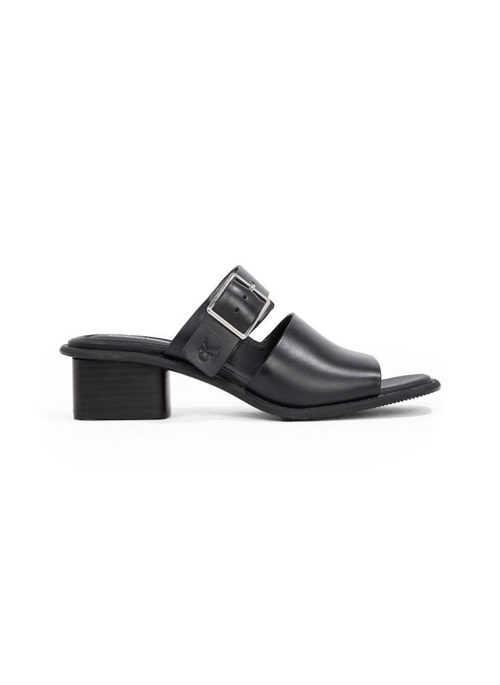 LEATHER HEELED SANDALS WITH BUCKLE