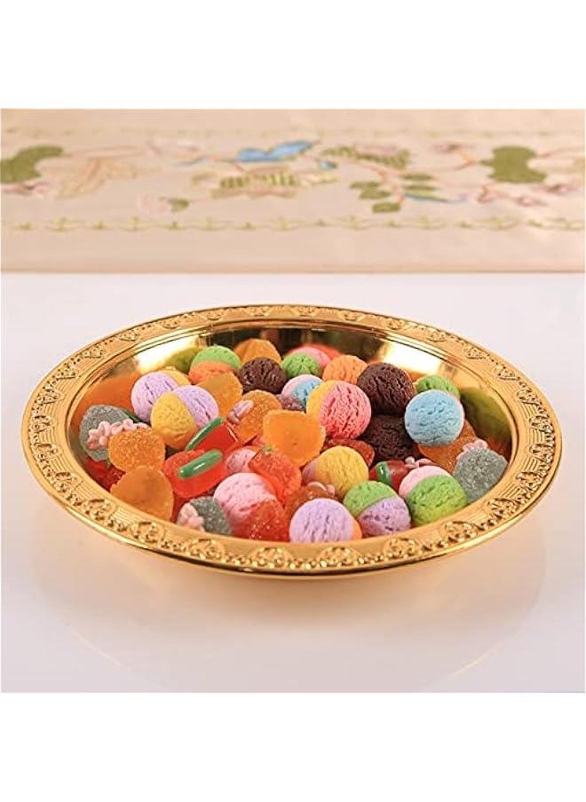 Serving Dish with Acrylic Clear Dome, Golden Vintage Serving Platter Eid Mubarak Cake Tray Ramadan Serving Tray Dessert Plate for Home Party Cafe Wedding Dining Rooms