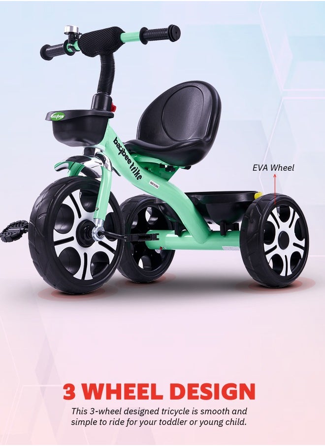 Baybee Coaster Tricycle for Kids Baby Smart Plug and Play Kids Tricycle Cycle with Front u0026 Rear Storage Baskets 3 Wheels Tricycle Bicycle Baby Tricycle Cycle for Kids 2 to 5 Years Boy Girl Green