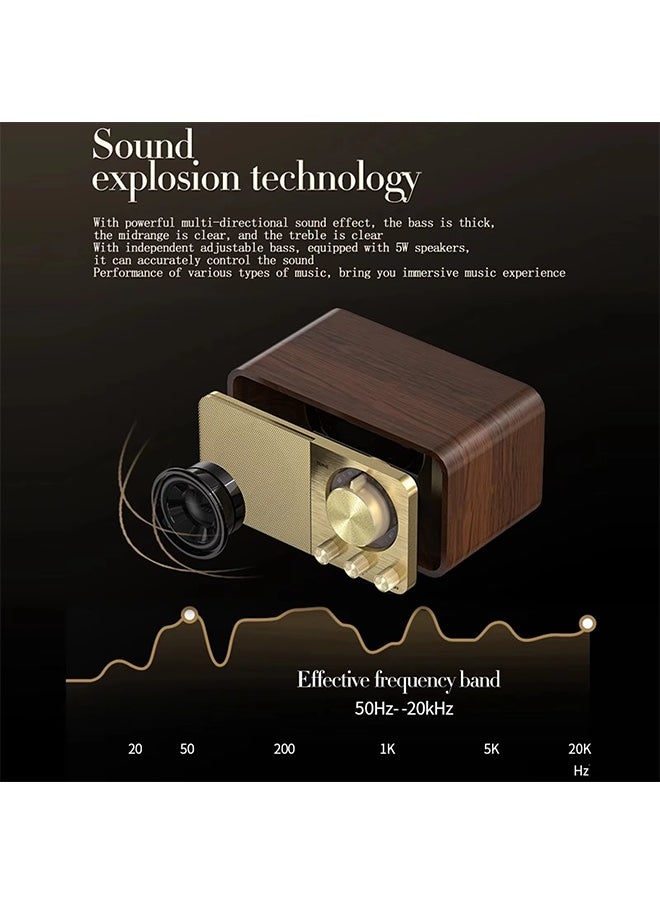 Nostalgic Bluetooth Speaker Bluetooth Sound Retro Classic Speaker Retro Radio Wireless Bluetooth 5.0 Wooden Portable Subwoofer