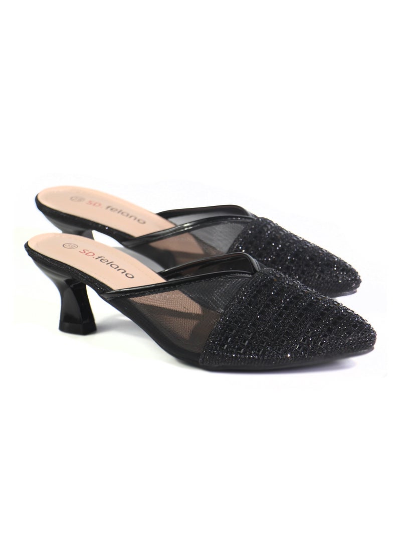 Women's High Heels mule-style shoe| Closed Toe, Dress Slip-On Heels for Girls & Ladies | Women's Fashion High Heels for Party Bride Wedding Dress Platform Shoes