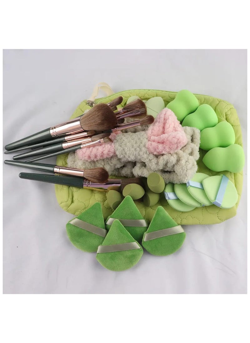 35 Pcs All in One Makeup Tool Full Kit, Makeup Brushes set, Face Powder Puff Foundation Sponge, Cosmetic Bag