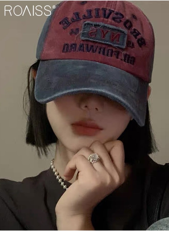 2 Pcs Embroidered Baseball Cap for Men Women, Adjustable Cotton Sun Hat Black and Blue Red One Size