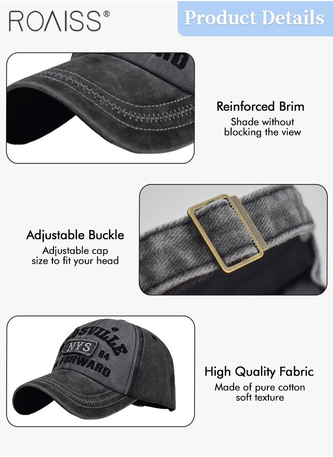 2 Pcs Embroidered Baseball Cap for Men Women, Adjustable Cotton Sun Hat Black and Blue Red One Size