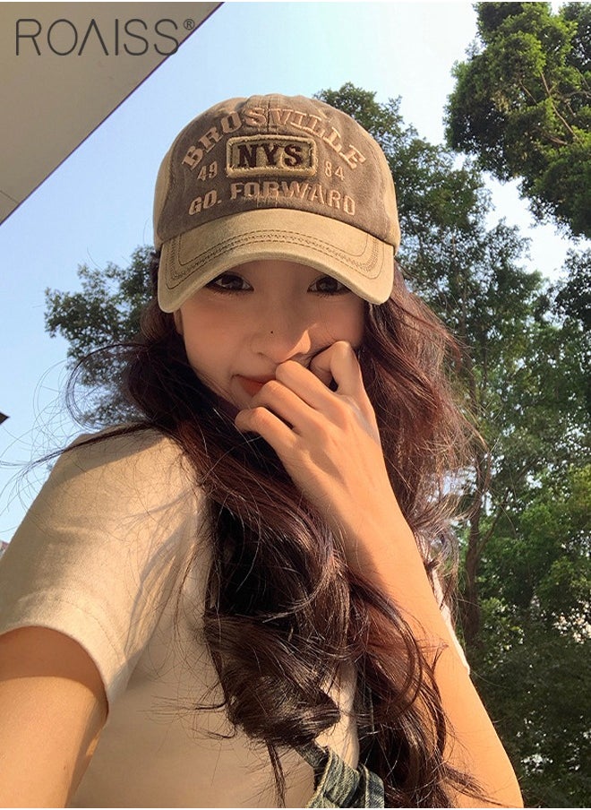 2 Pcs Embroidered Baseball Cap for Men Women, Adjustable Cotton Sun Hat Black and Khaki One Size