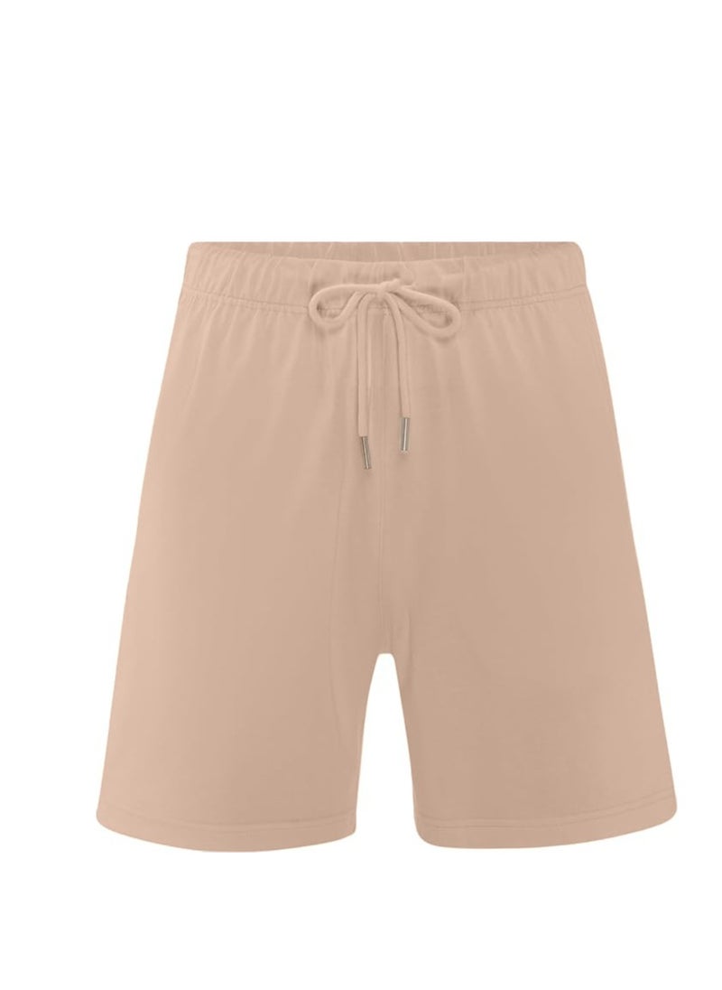 WISHWIND Unisex Casual Drawstring Comfort Lounge Shorts - Light Brown