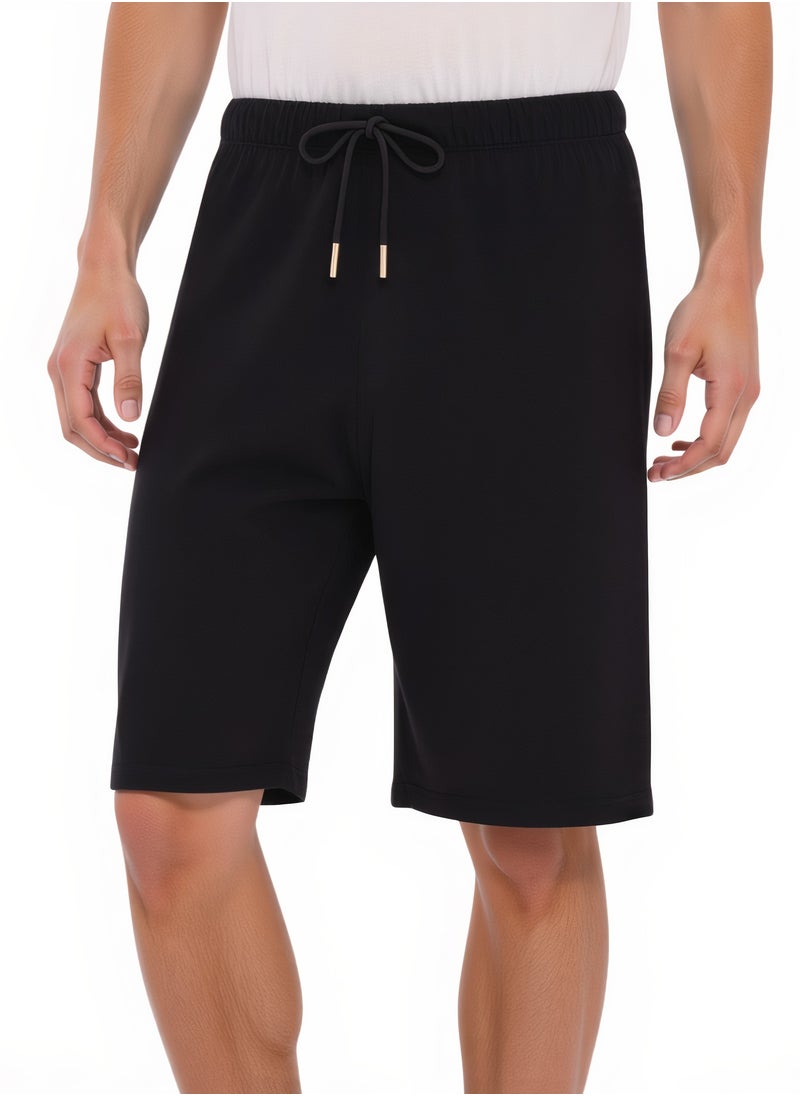 WISHWIND Unisex Casual Drawstring Comfort Lounge Shorts - Black