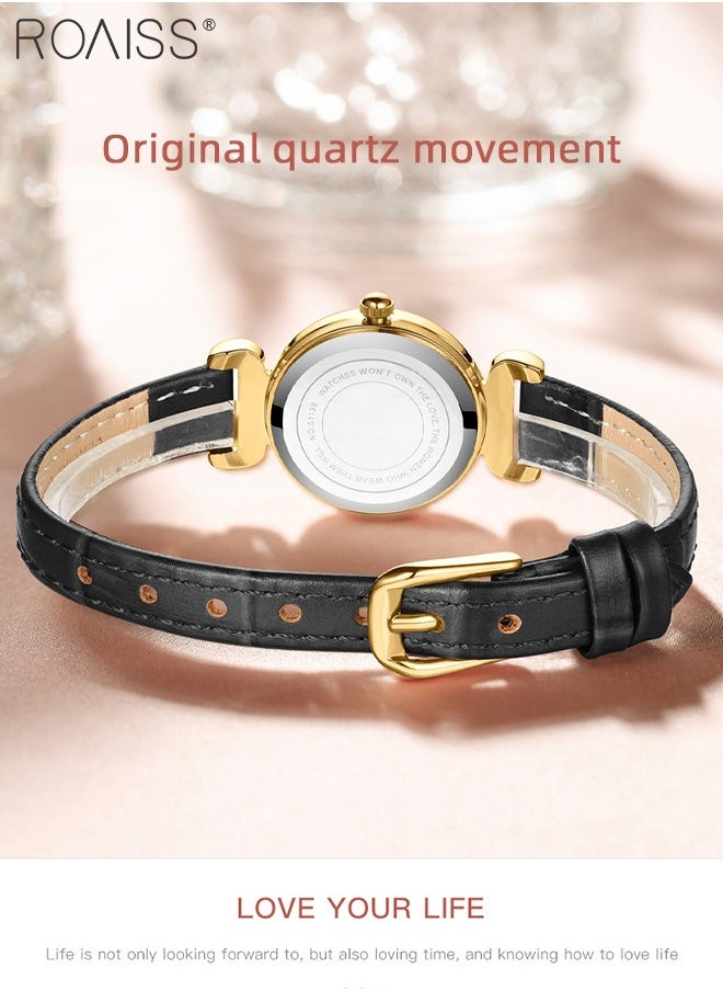 Women's PU Leather Strap Quartz Watch, Analog Display Round Dial, Waterproof Retro Simple Wristwatch as Gift for Ladies, Brown