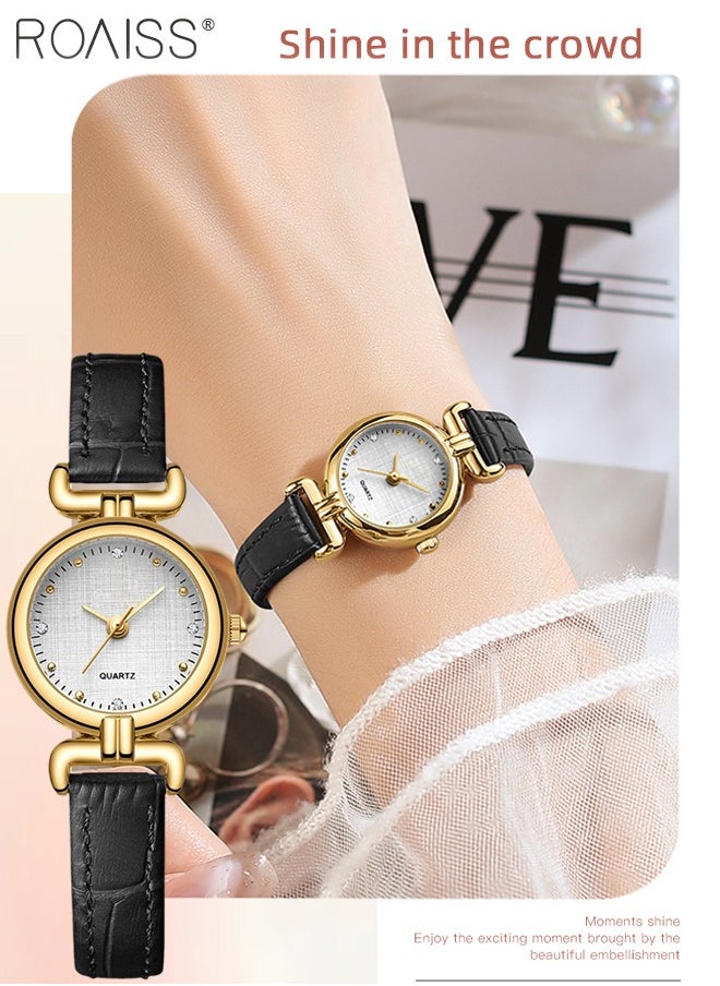 Women's PU Leather Strap Quartz Watch, Analog Display Round Dial, Waterproof Retro Simple Wristwatch as Gift for Ladies, Brown