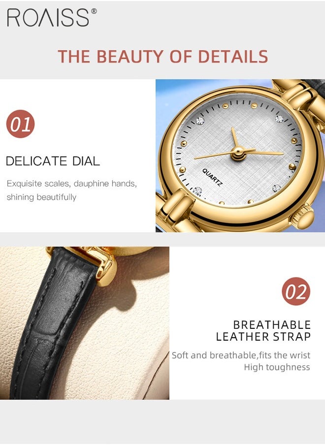Women's PU Leather Strap Quartz Watch, Analog Display Round Dial, Waterproof Retro Simple Wristwatch as Gift for Ladies, Brown