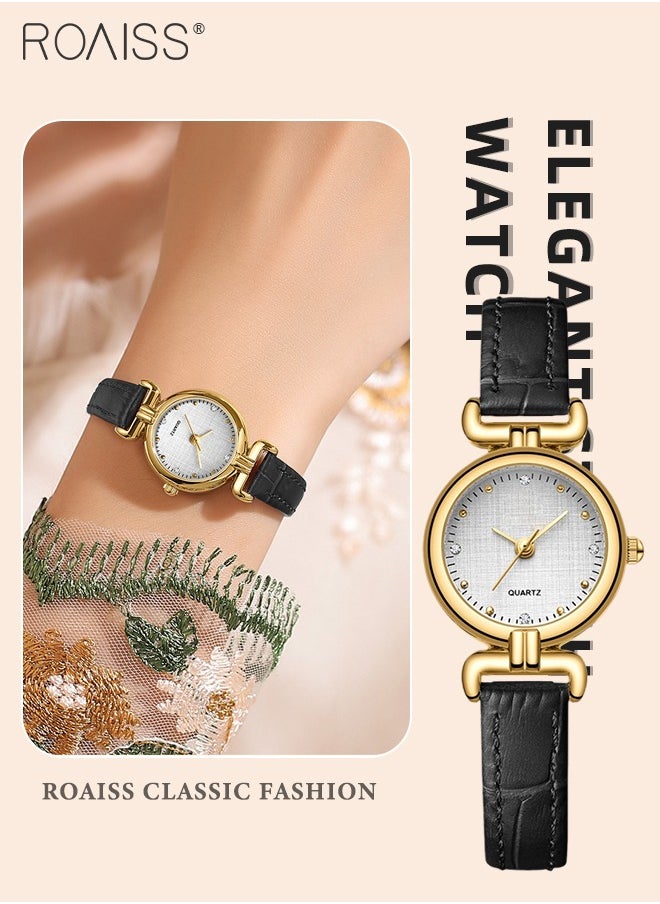Women's PU Leather Strap Quartz Watch, Analog Display Round Dial, Waterproof Retro Simple Wristwatch as Gift for Ladies, Brown
