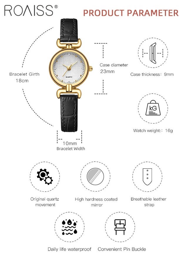 Women's PU Leather Strap Quartz Watch, Analog Display Round Dial, Waterproof Retro Simple Wristwatch as Gift for Ladies, Brown