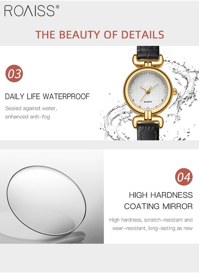 Women's PU Leather Strap Quartz Watch, Analog Display Round Dial, Waterproof Retro Simple Wristwatch as Gift for Ladies, Brown