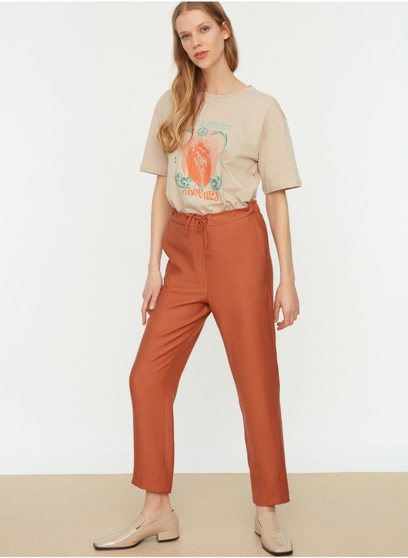 High Waist Tie Detail Pants