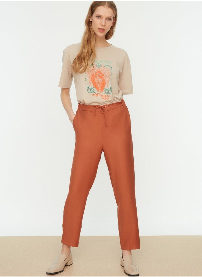 High Waist Tie Detail Pants