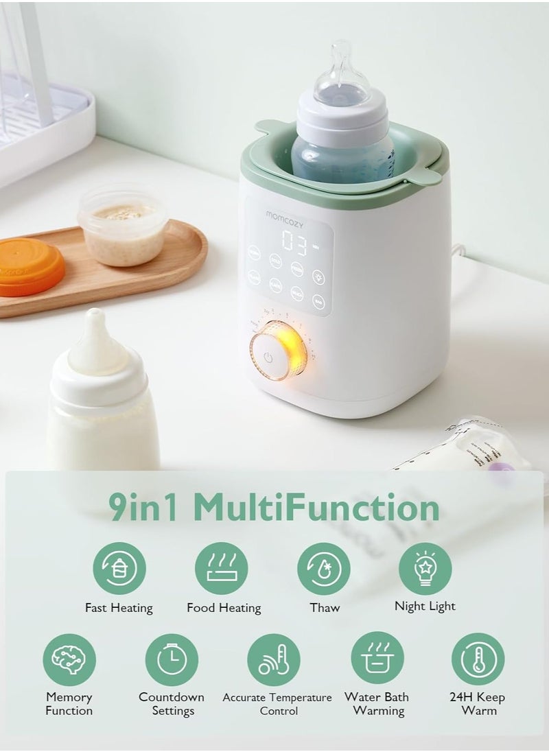 Bottle Warmer, 9-in-1 Baby Bottle Warmer with Night Light, Accurate Temperature to Preserve Fullest Nutrients in Breast Milk, Bottle Warmers for All Bottles with Breastmilk or Formula