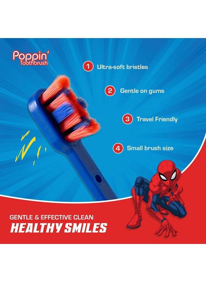 Brush Buddies Marvel Spider-Man Toothbrush for Kids, Soft & Rounded Bristles, Poppin' Fun Spiderman Kids Toothbrush, Ultra Soft Pop-up Toothbrush with Superhero Toothbrush Cover