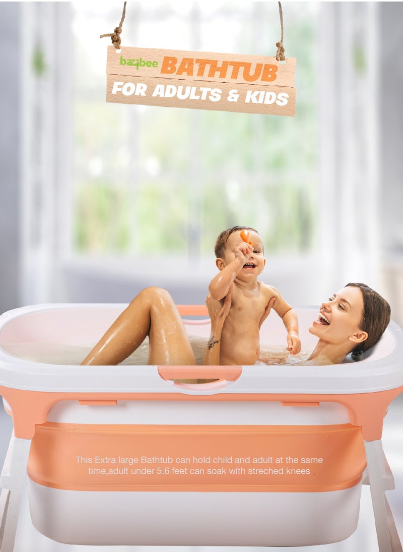 Baybee Haven Foldable Baby Bath Tub for Kids u0026 Adults, Portable Baby Mini Swimming Pool for Kids Teens with Foldable Anti Skid Base, Closing Lid u0026 Drainer, Kids Bathtubs for Adults Boy Girl