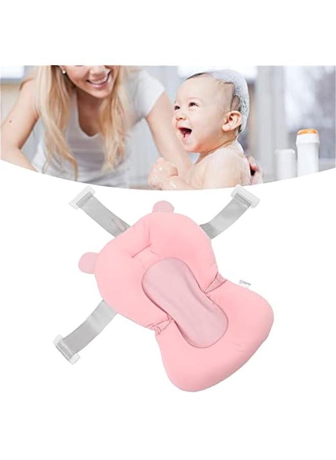 Baby Bath Seat Cushion, Floating Bath Support Mat Foldable Adjustable Infant Bath Supporter Newborn Bathtub Seat Cushion Nonslip Baby Bathtub Mat Baby Tub Pillow for 0‑12 Months