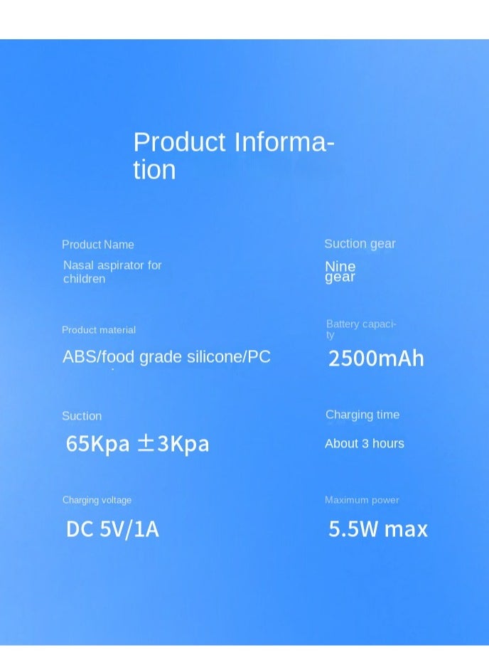 Baby Electric Nasal Aspirator – Split Design & Quiet Operation – Professional Nose Cleaner with 9 Suction Levels, Food-Grade Silicone Tips & Built-in Nursery Rhymes