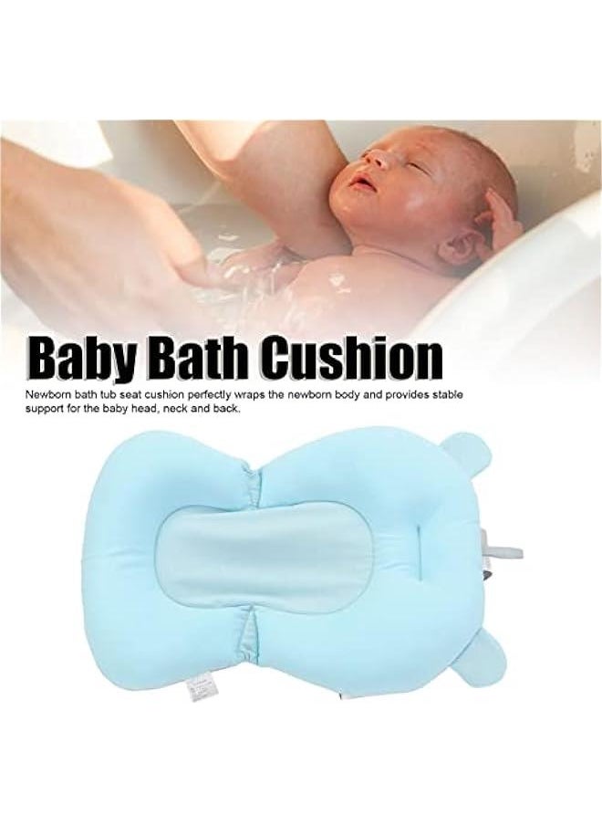 Baby Bath Seat Cushion, Floating Bath Support Mat Foldable Adjustable Infant Bath Supporter Newborn Bathtub Seat Cushion Nonslip Baby Bathtub Mat Baby Tub Pillow for 0‑12 Months