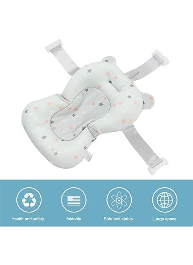 Baby Bath Seat Cushion, Floating Bath Support Mat Foldable Adjustable Infant Bath Supporter Newborn Bathtub Seat Cushion Nonslip Baby Bathtub Mat Baby Tub Pillow for 0‑12 Months