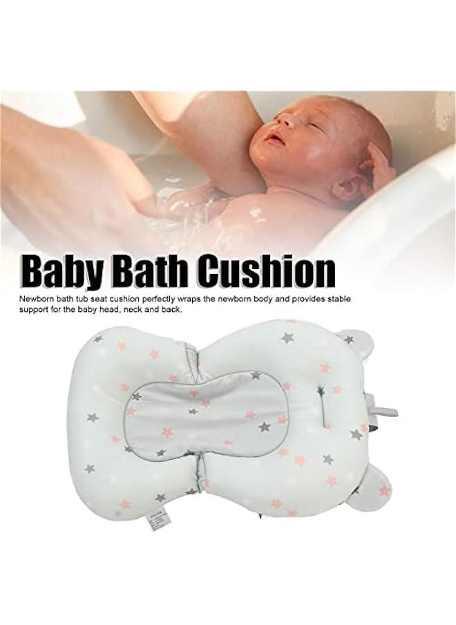 Baby Bath Seat Cushion, Floating Bath Support Mat Foldable Adjustable Infant Bath Supporter Newborn Bathtub Seat Cushion Nonslip Baby Bathtub Mat Baby Tub Pillow for 0‑12 Months