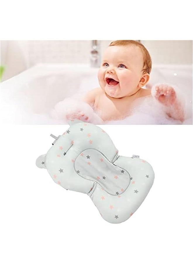 Baby Bath Seat Cushion, Floating Bath Support Mat Foldable Adjustable Infant Bath Supporter Newborn Bathtub Seat Cushion Nonslip Baby Bathtub Mat Baby Tub Pillow for 0‑12 Months