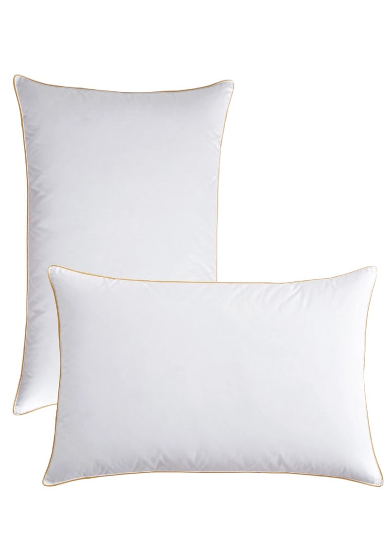 2 Piece Pack Single Piping Pillow Cotton White Gold Piping Pillow 50x70cm Made in Uae