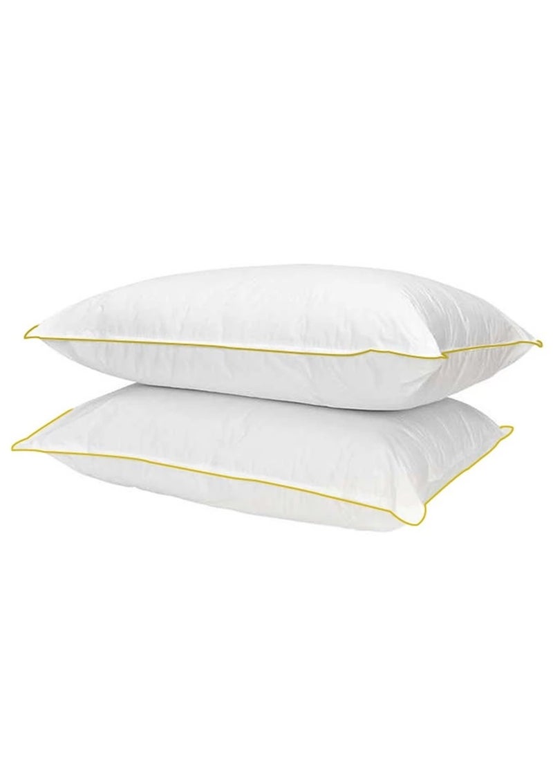 2 Piece Pack Cotton single Piping Design Bed Pillow white 50x70cm Made in Uae