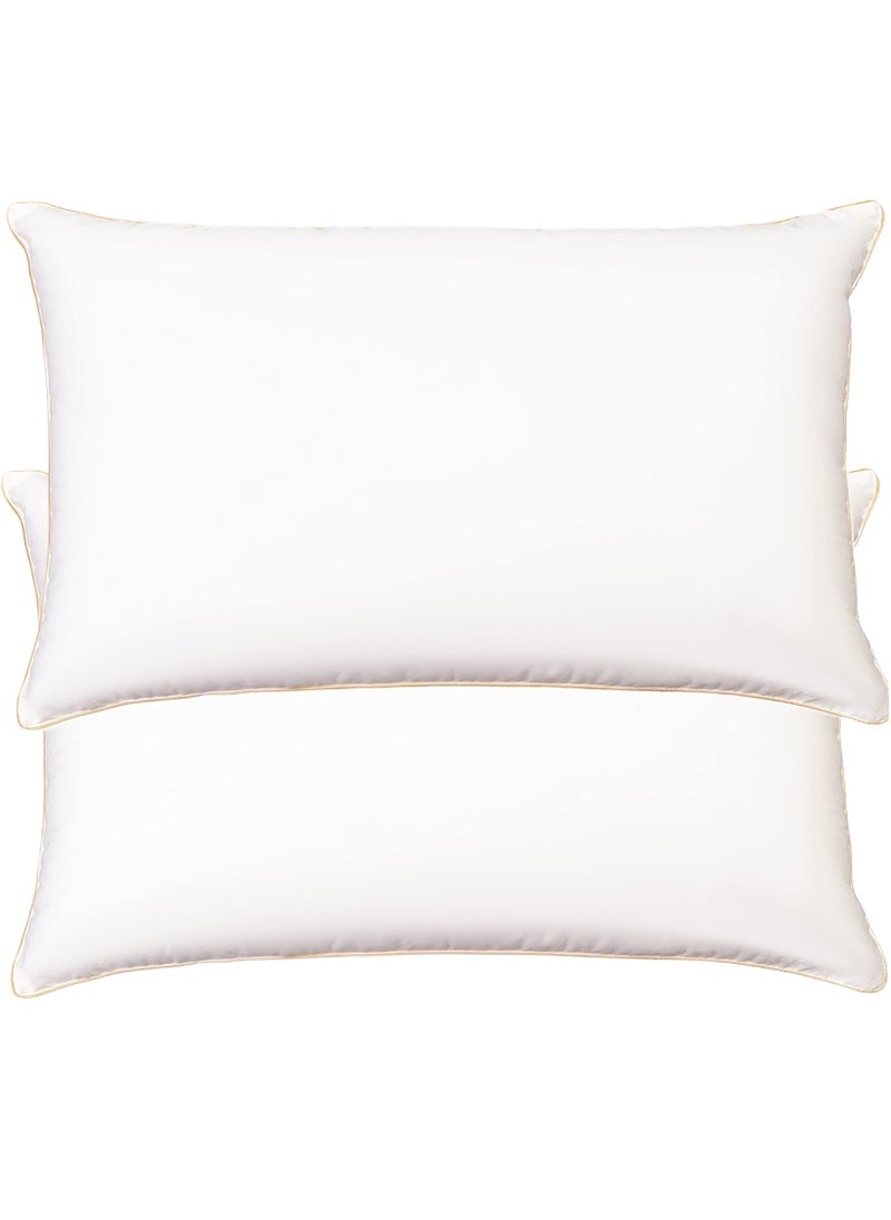 2 Piece Pack Classic Gold Pipinng Pillow Single Piping Pillow White 50x70cm Made in Uae