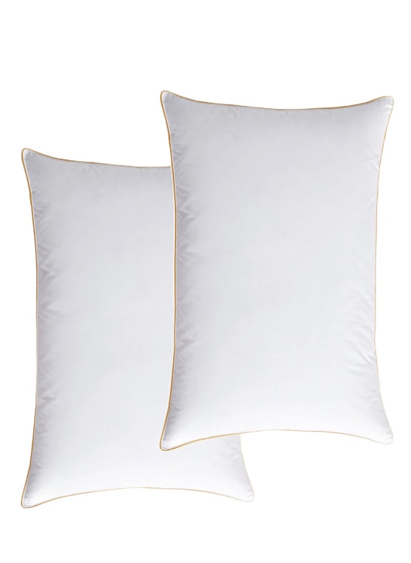 2 Piece Pack Cotton Single Piping Design Bed Pillow White 50x70cm Made in Uae