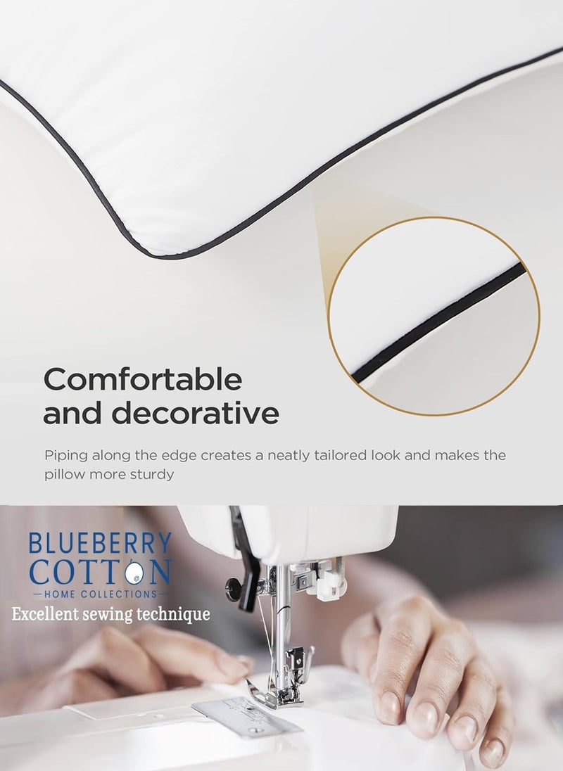 2 Piece Pack Black Edge Pillow - Single Piping Pillow 50x70cm Made in Uae