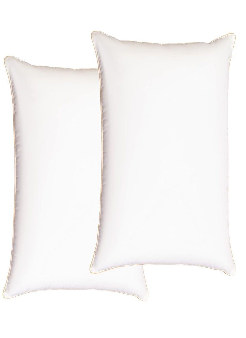 2 Piece Pack Classic Golden Edge Single Piping Pillow 50x70cm Made in Uae