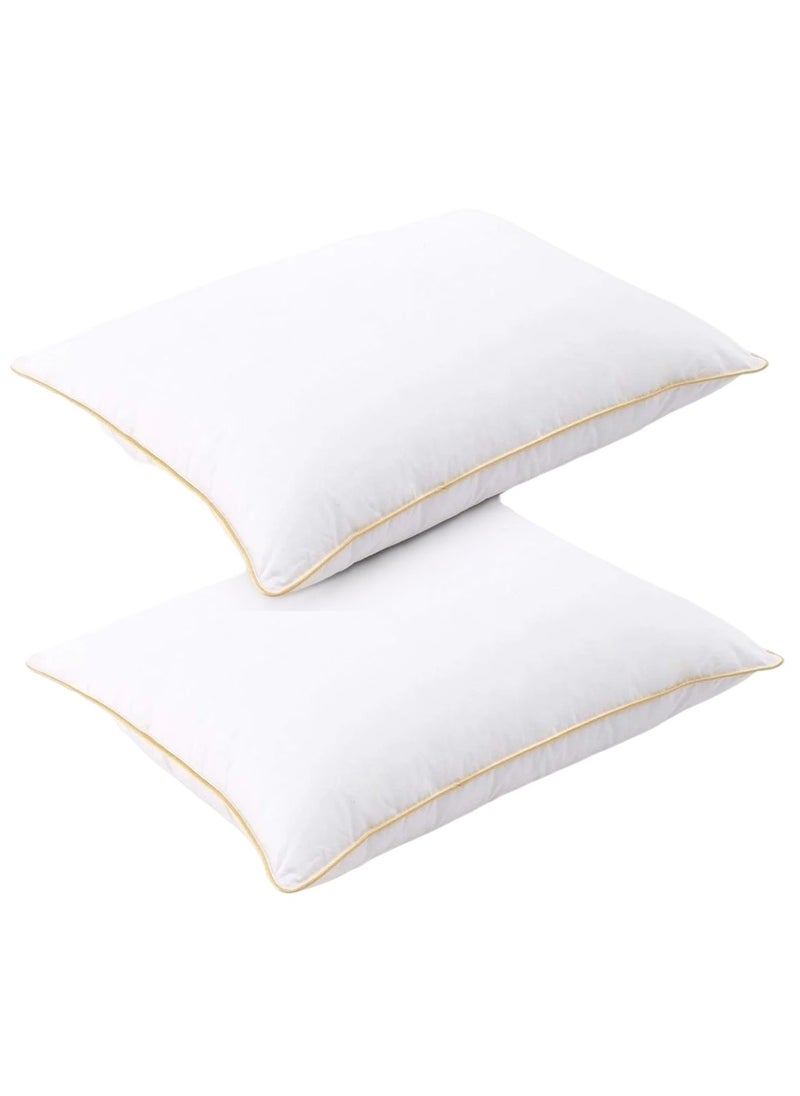 2 Piece Pack Single Piping Bed Pillow Cotton White 50x70cm Made in Uae