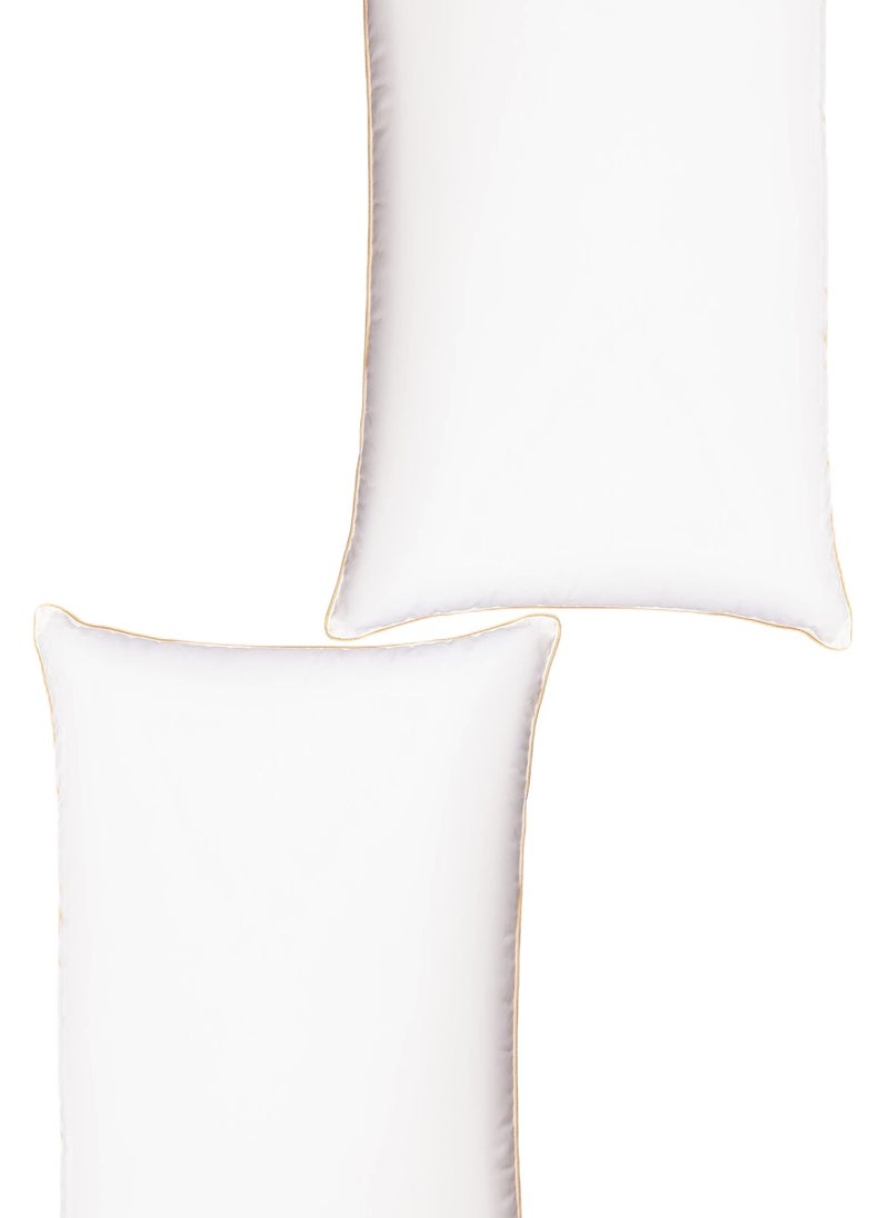 2 Piece Pack Single Piping Cotton Bed Pillow White 50x70cm Made in Uae