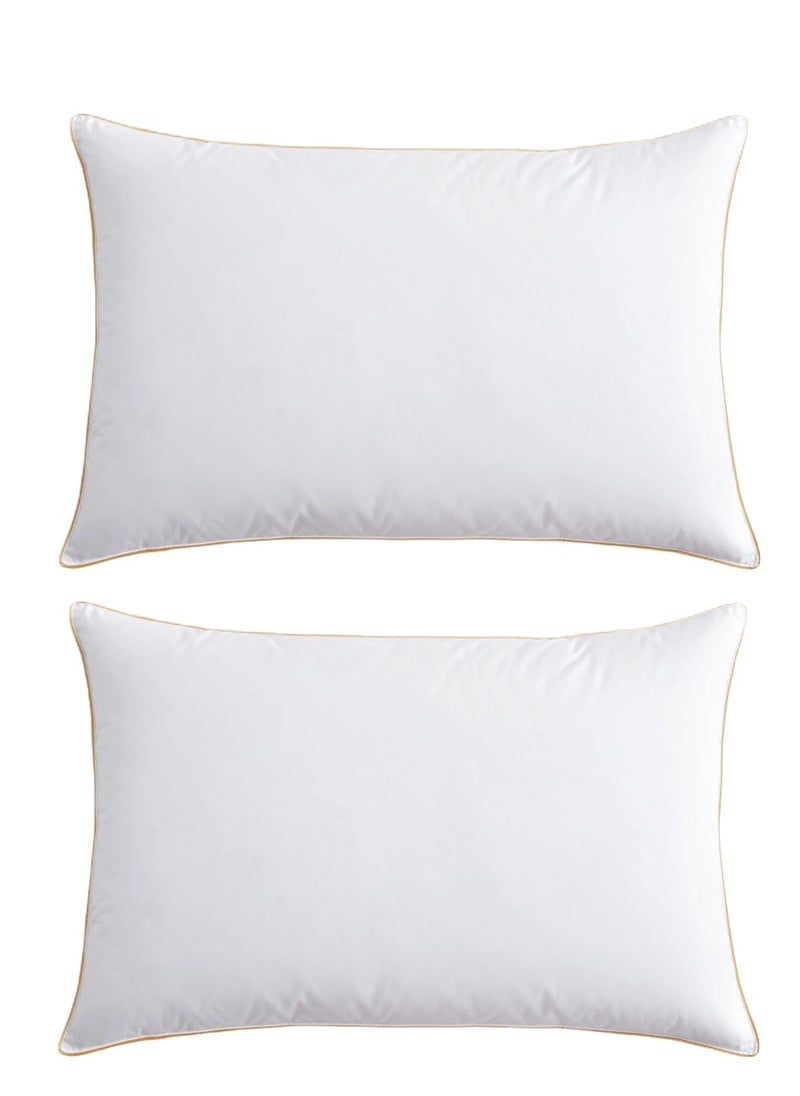 2 Piece Pack Comfortable soft Golden Single Piping Design Cotton Pillow 50x70cm Made in Uae