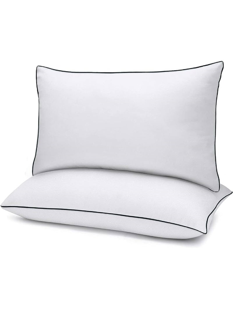 2 Piece Pack Soft Cotton Bed Pillow Single Piping Design 50x70cm Made in Uae