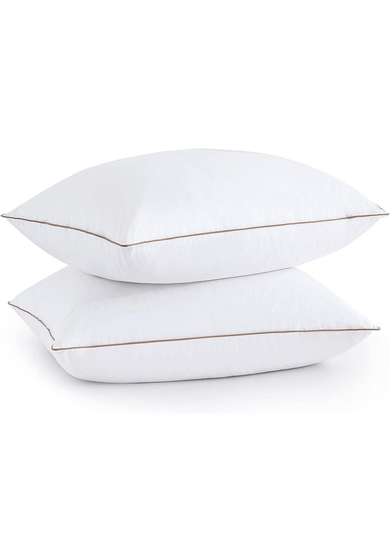 2 Piece Pack Golden Line Single Piping Pillow White 50x70cm Made in Uae