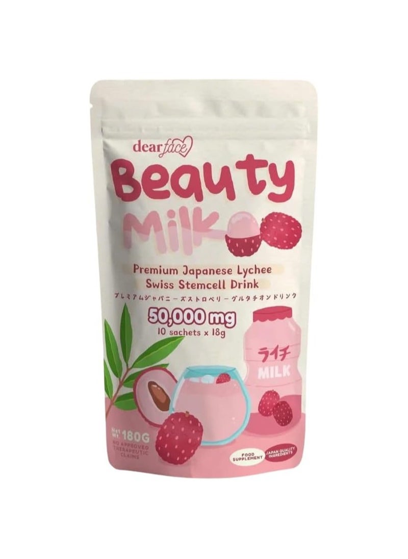 Dear Face Beauty Milk Premium Japanese Lychee Swiss Stemcell Drink 50,000mg - 10 Sachets