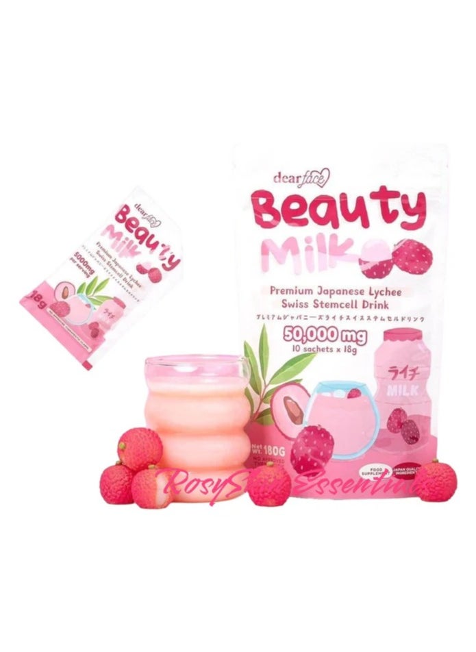 Dear Face Beauty Milk Premium Japanese Lychee Swiss Stemcell Drink 50,000mg - 10 Sachets