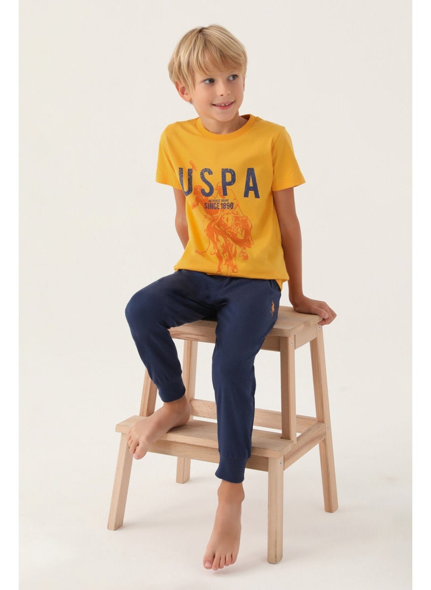 Base. Polo Assn Licensed Hat Mustard Boy's Pajama Set