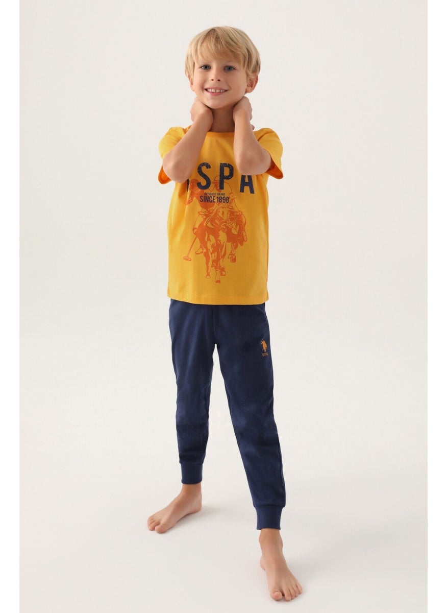 Base. Polo Assn Licensed Hat Mustard Boy's Pajama Set