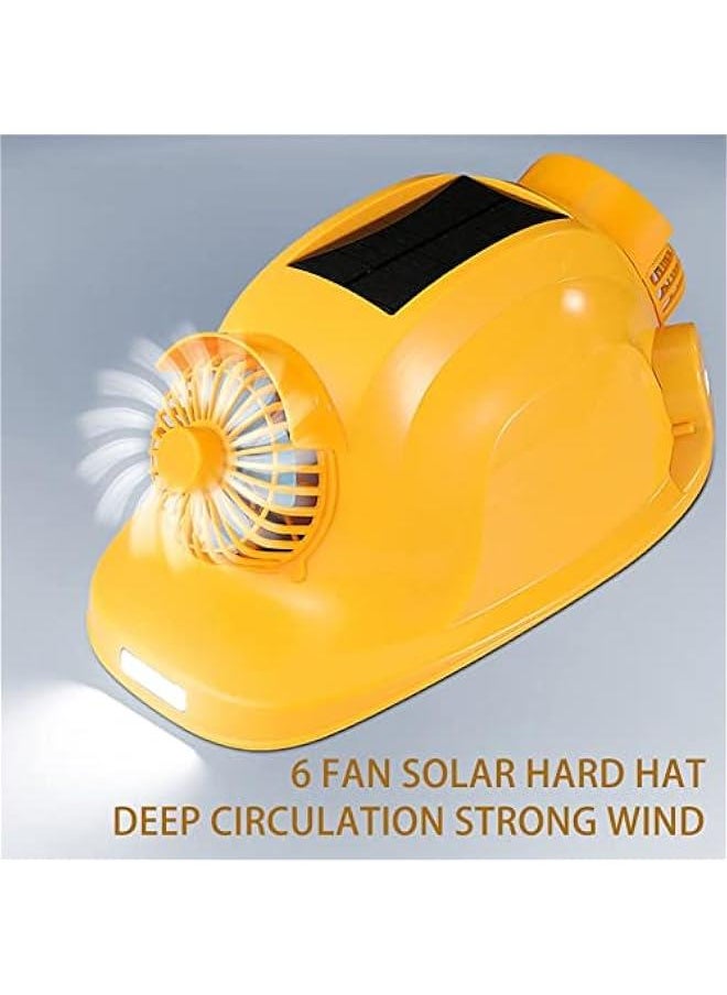 Hard Hat with Solar Fan and Light, Vented Full Brim, Class C, Rechargeable Lamp, Padded Sweat Wicking Sweatband, Top Pad, Waterproof, for Construction and Home Improvement