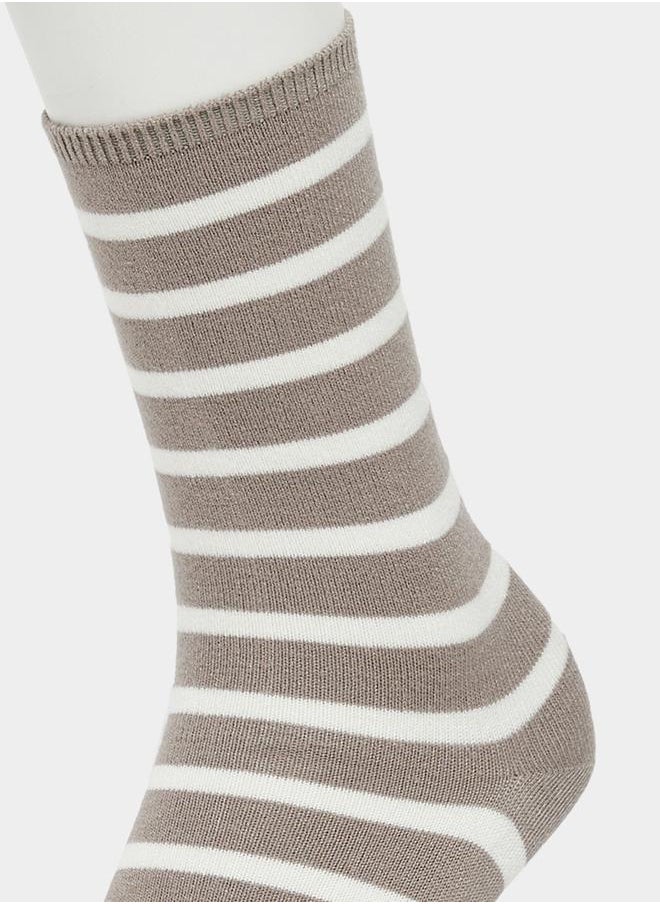 Set of 5 - Striped Crew Socks