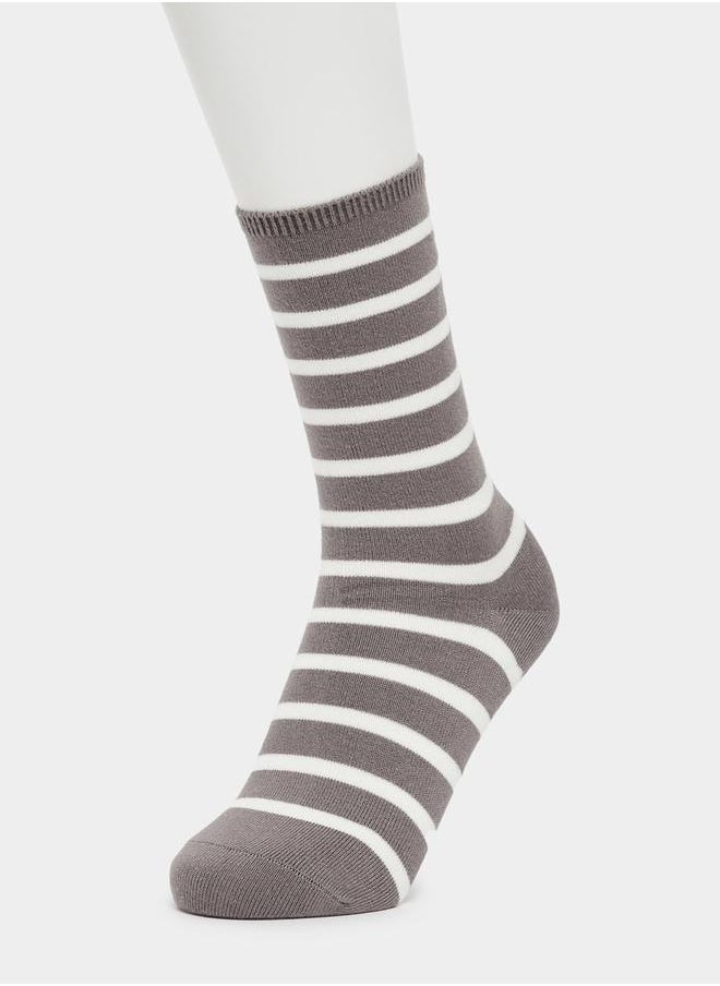 Set of 5 - Striped Crew Socks